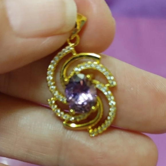 New amethyst cz 18kt gold filled pendant - Picture 2 of 9